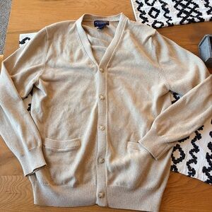 Roundtree & Yorke Tan Cardigan Sweater mens size large L 100% cotton